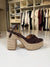 Sandali con zeppa in camoscio marrone
