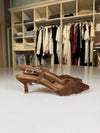 Slingback in camoscio marrone con frange