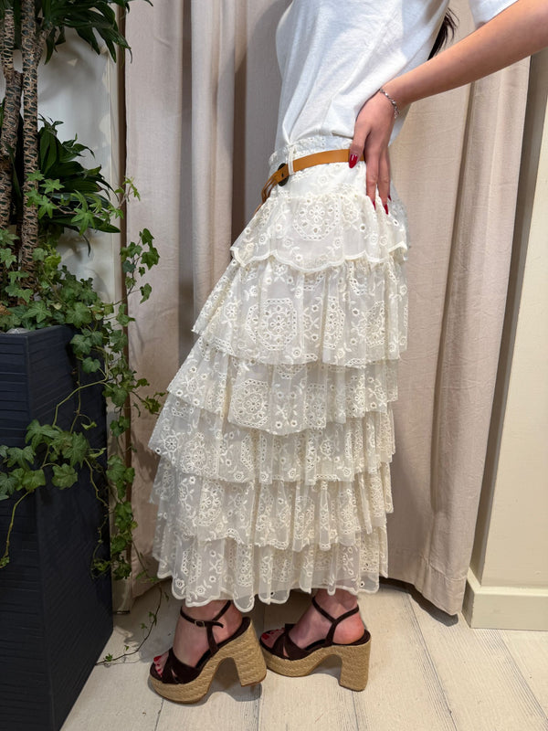 Gonna tulle in pizzo con balze art. S26G553