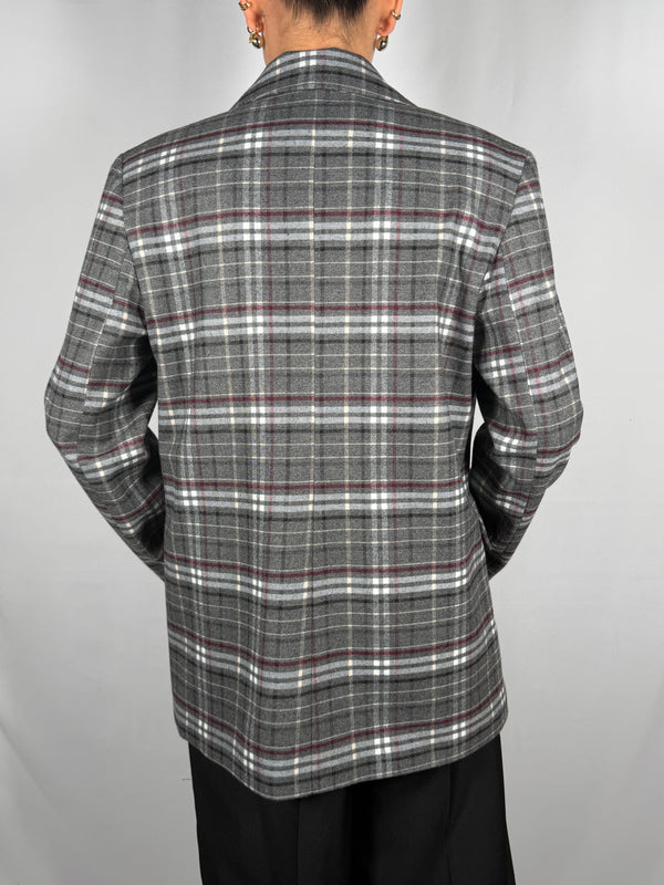Giacca tartan grigio con spilla -Tensione In
