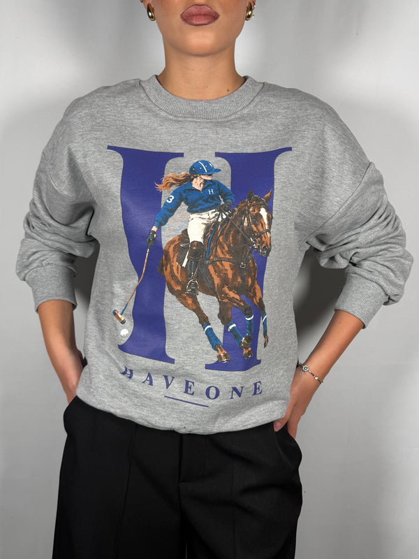 Felpa con stampa Polo Grigia - HaveOne