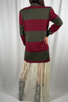 Abito con Maxi polo a righe e pizzo Bordeaux/militare - UAC0045 Vicolo