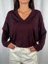 Maglia con scollo a V Bordeaux- 2AC2043 Vicolo