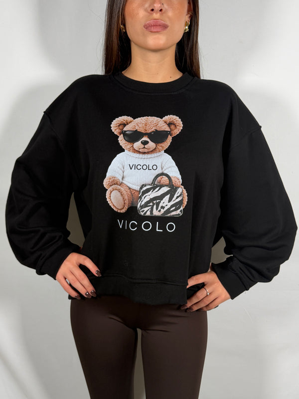 Felpa con Orsetto Nera- Vicolo