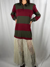 Abito con Maxi polo a righe e pizzo Bordeaux/militare - UAC0045 Vicolo