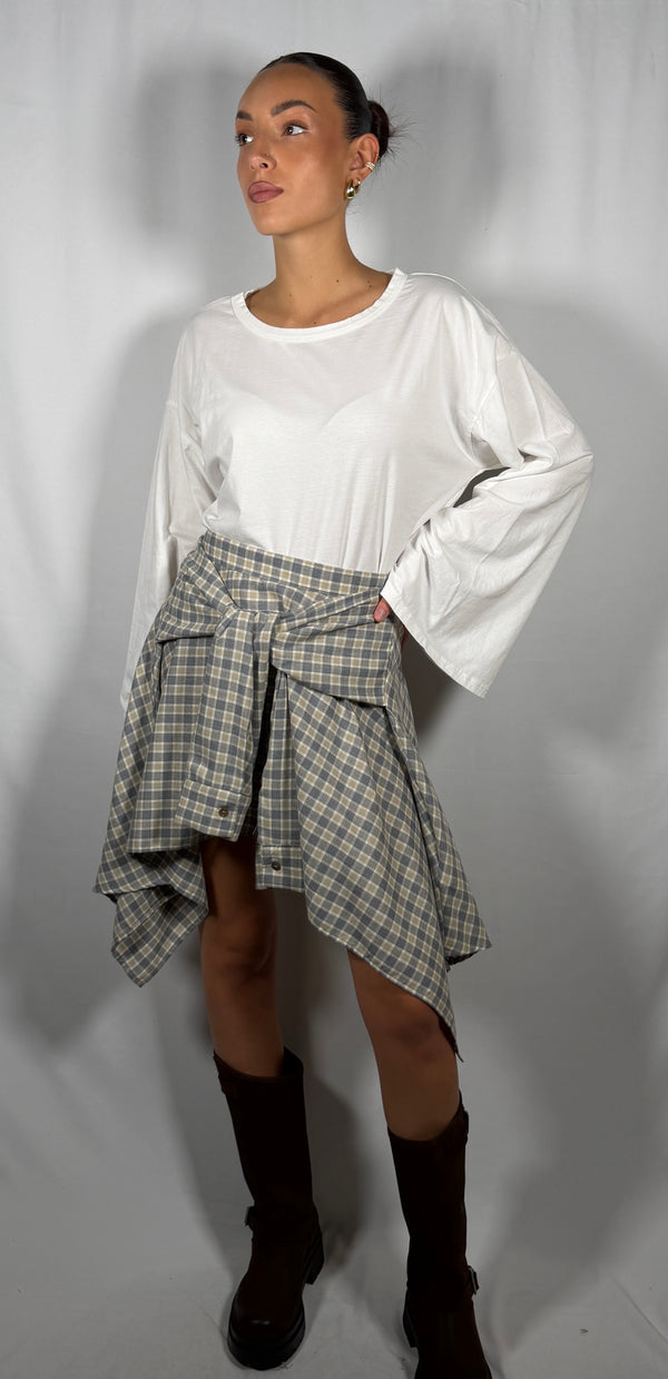 Gonna effetto camicia in check- Vicolo