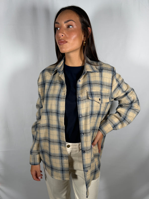 Camicia check beige e blu - TAC0950 Vicolo