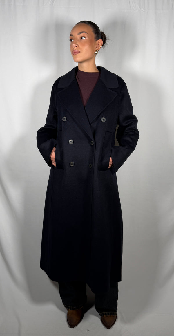 Cappotto lungo doppiopetto blu- Vicolo