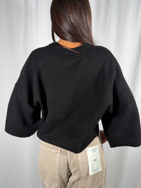 Maglia con manica a Kimono Nera - Tensione In