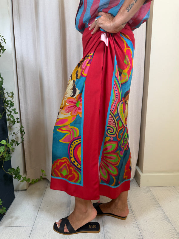 Gonna lunga pareo con fantasia Tigre IndiaART. GVS-Q240