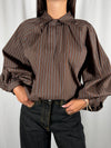 Camicia gessata cioccolata- TAC0478 Vicolo