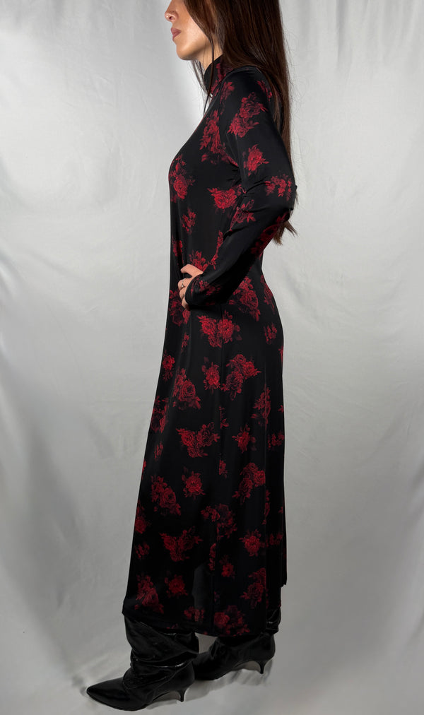 Abito lungo fantasia rose- Tensione In ART40881