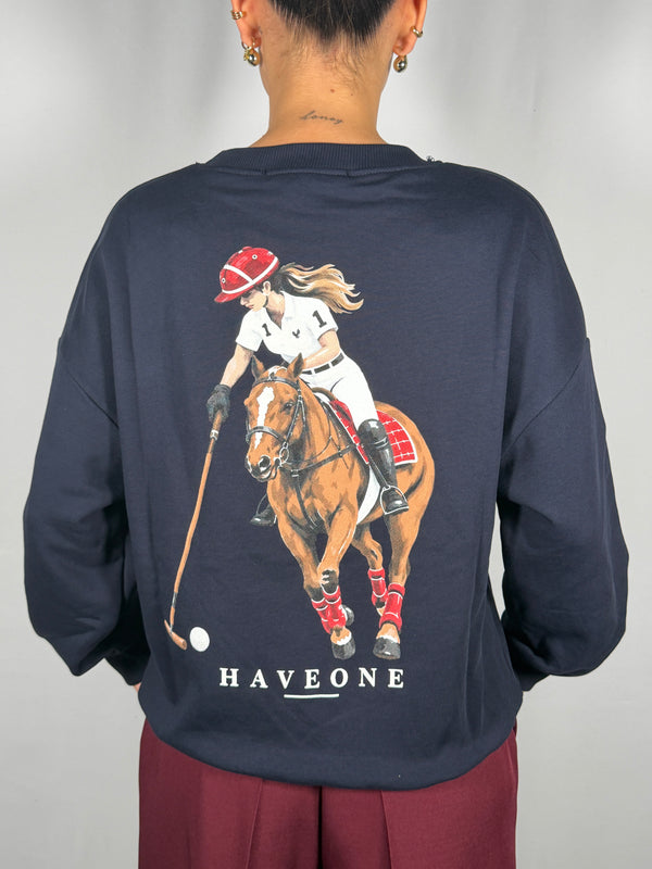 Felpa con stampa blu - HaveOne