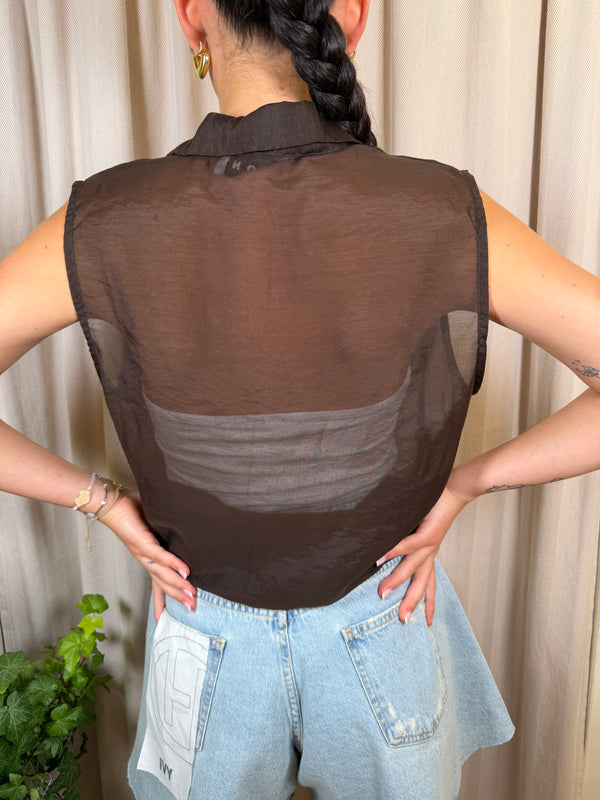 Camicia smanicata con nodo in vita Art CMA-Q509