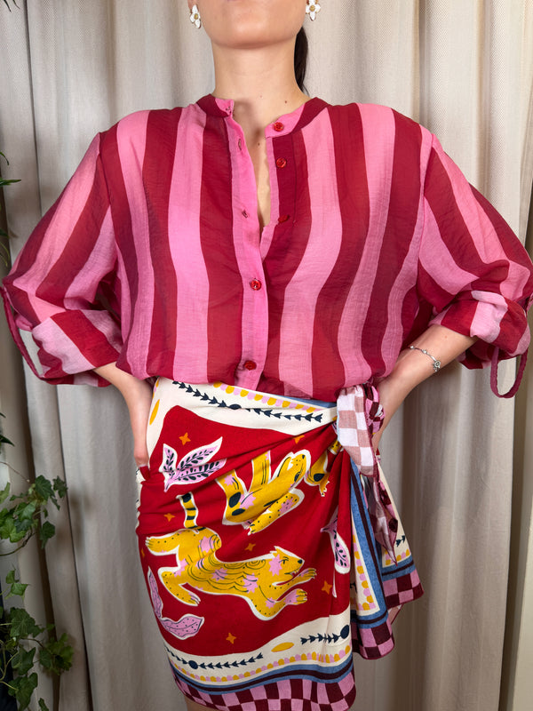 Camicia riga Fuxia/Lilla CVS-Q398