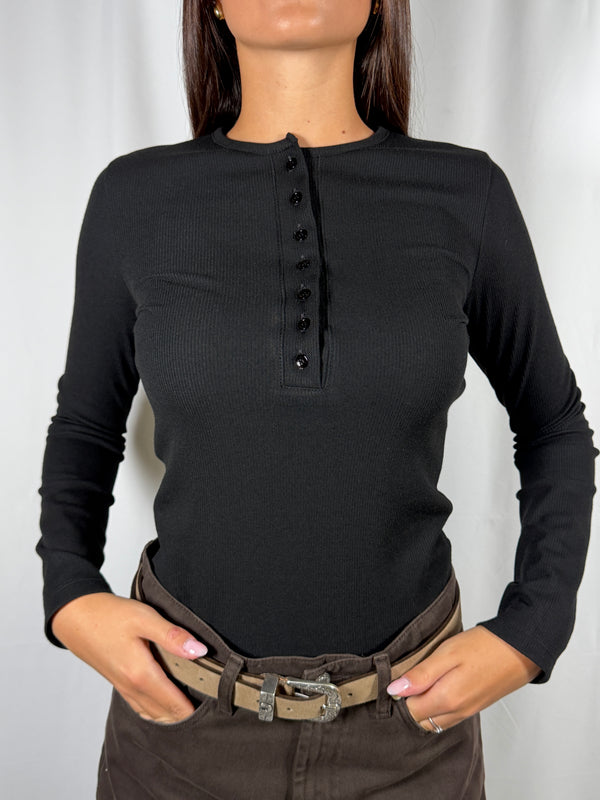 T-shirt a costine Nera