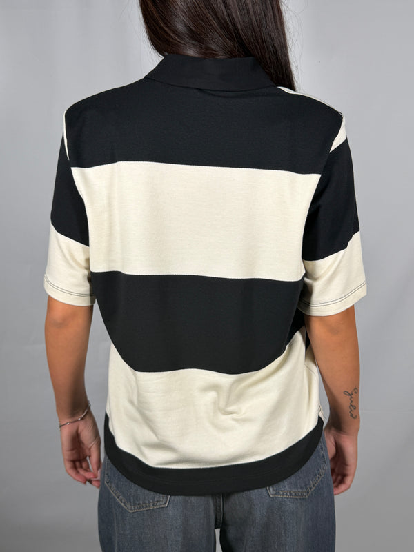 Polo a righe Panna/Nero- TAC0528 Vicolo