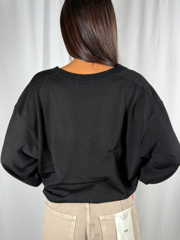 Maglia con scollo a V Nero- 2AC2043 Vicolo