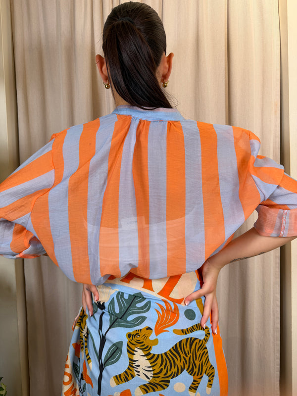 Camicia riga Arancio/Celeste CVS-Q422