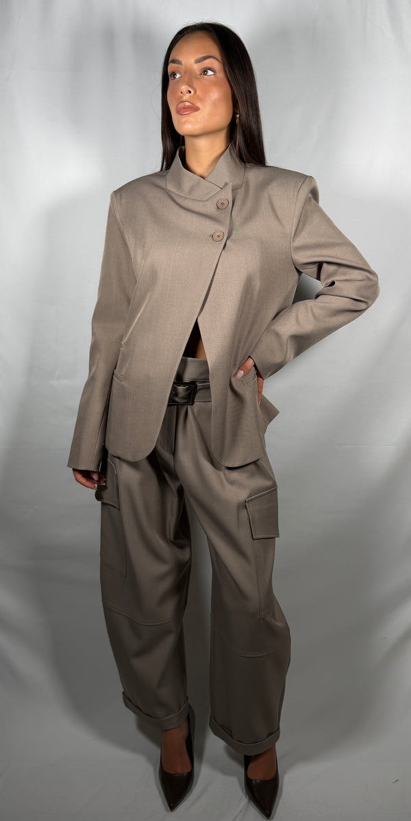 Giacca coreana Tortora- haveone JMN-R005