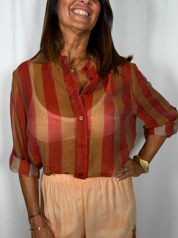 Camicia rigata Tabacco/IndiaArt GVS-Q422