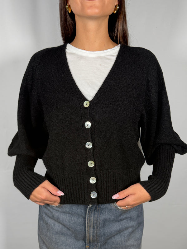 Cardigan Manica a palloncino Nero - MNG-R051