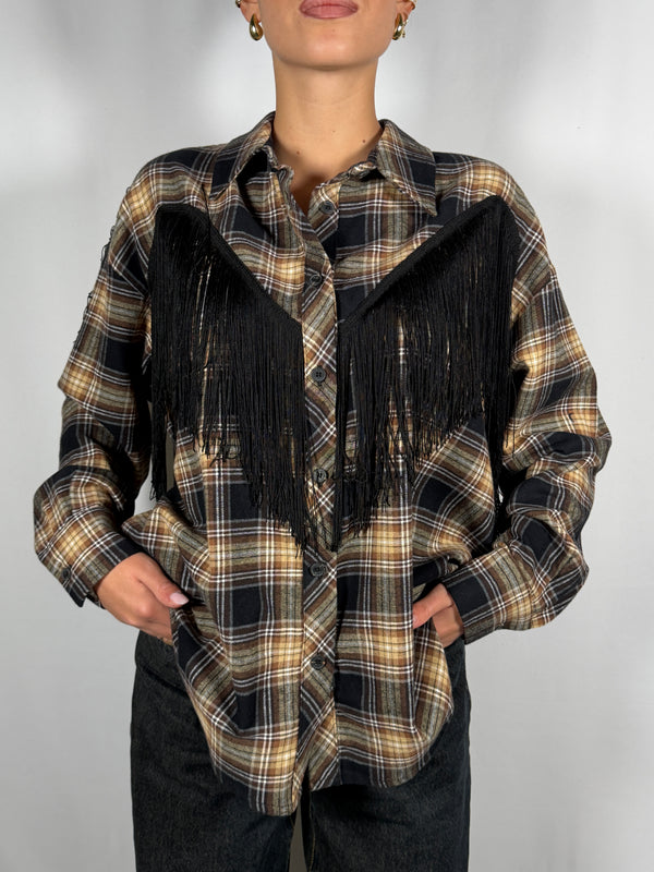 Camicia Check con frange Nero/ Moro - Tensione In