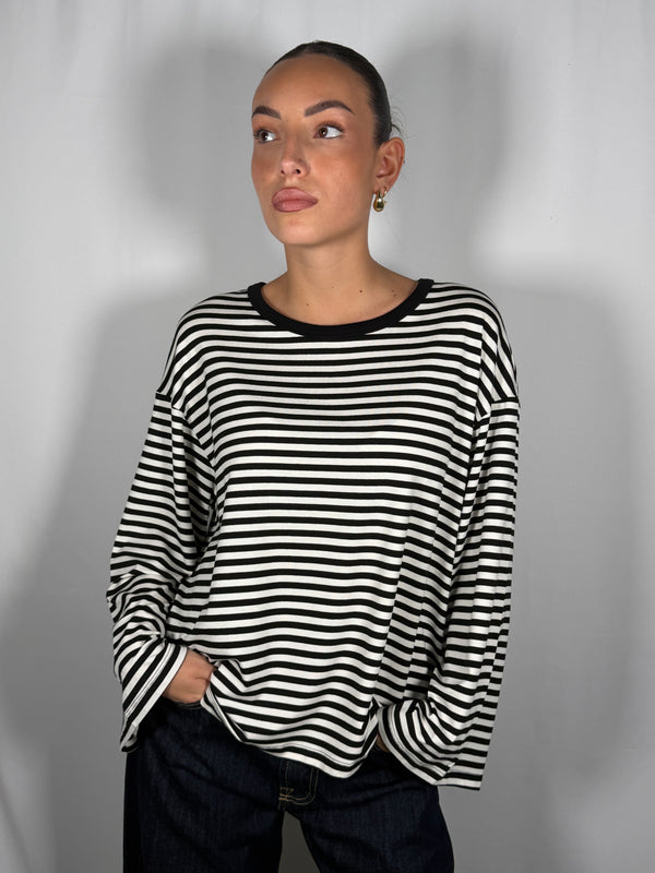 T-shirt scatoletta a righe- Vicolo UAC0140