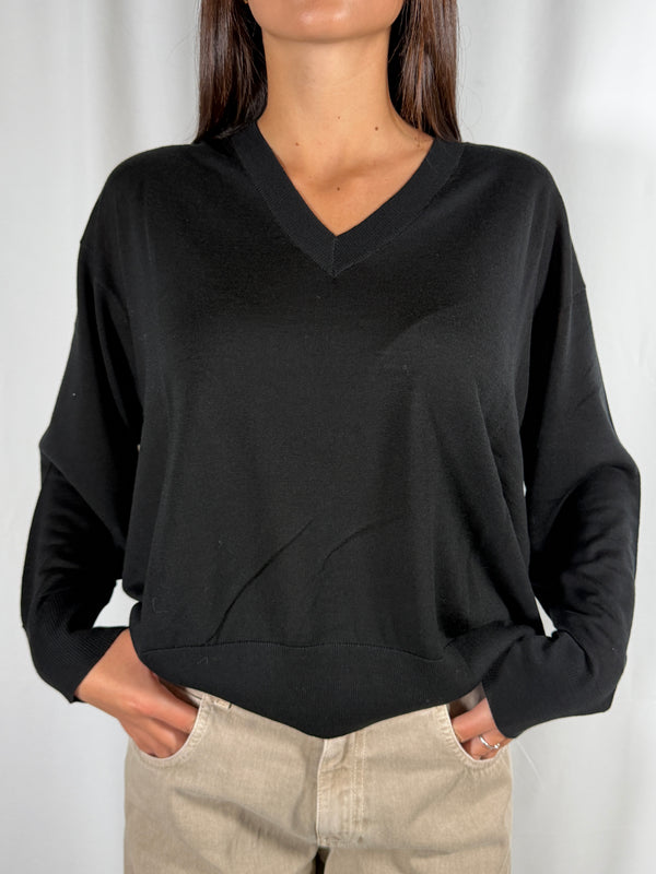 Maglia con scollo a V Nero- 2AC2043 Vicolo