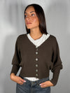 Cardigan Manica a palloncino Cacao - MNG-R051