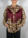 Camicia Check con frange Beige/Bordeaux- Tensione In