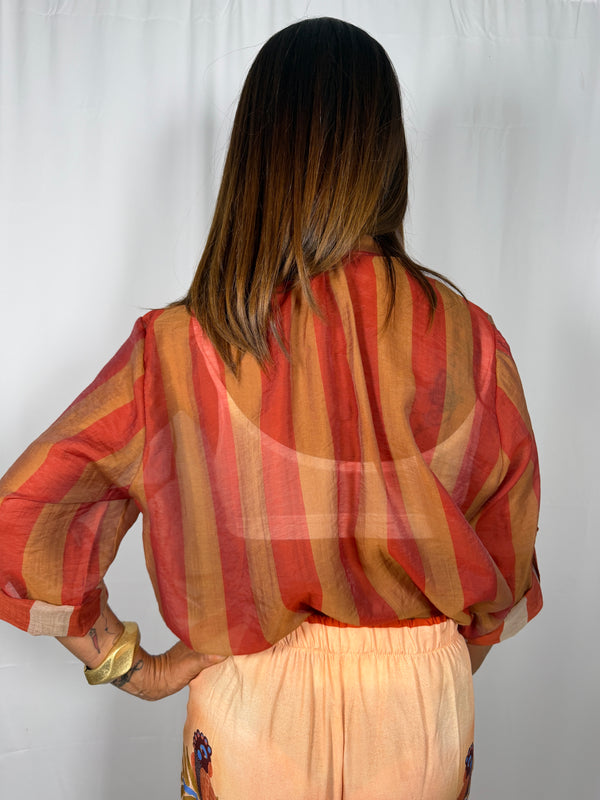 Camicia rigata Tabacco/IndiaArt GVS-Q422