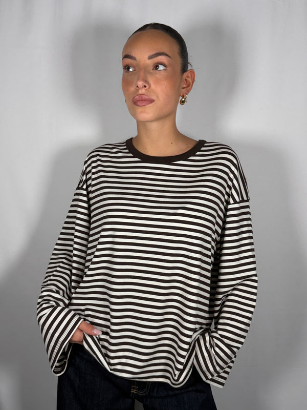 T-shirt scatoletta a righe- Vicolo UAC0140
