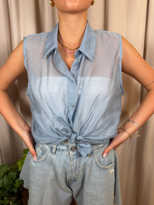 Camicia smanicata con nodo in vita Art CMA-Q509