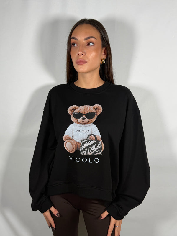 Felpa con Orsetto Nera- Vicolo
