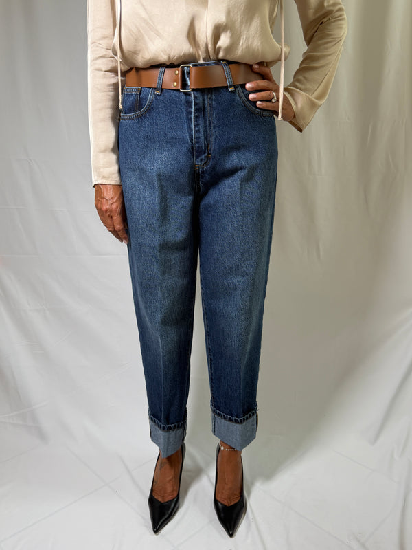Jeans Mandy denim blu con cintura- Haveone PLS-R138
