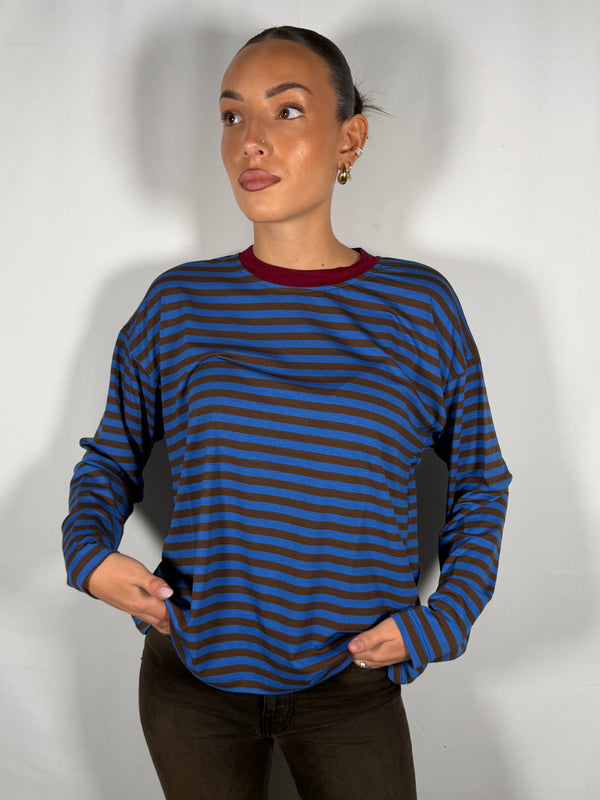 T-Shirt rigata profilo a contrasto - HaveOne
