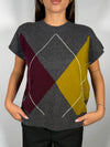 Gilet in maglia a Rombi Senape/Bordeaux/Grigio- Vicolo