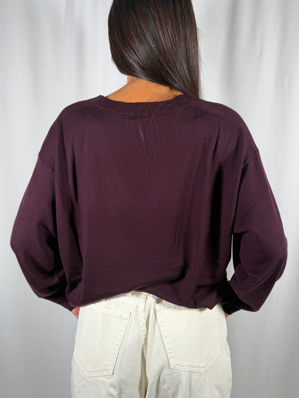 Maglia con scollo a V Bordeaux- 2AC2043 Vicolo