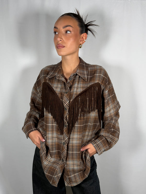 Camicia Check con frange Grigio/ Moro - Tensione In