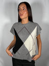 Gilet in maglia a Rombi Panna/Nero/Grigio- Vicolo