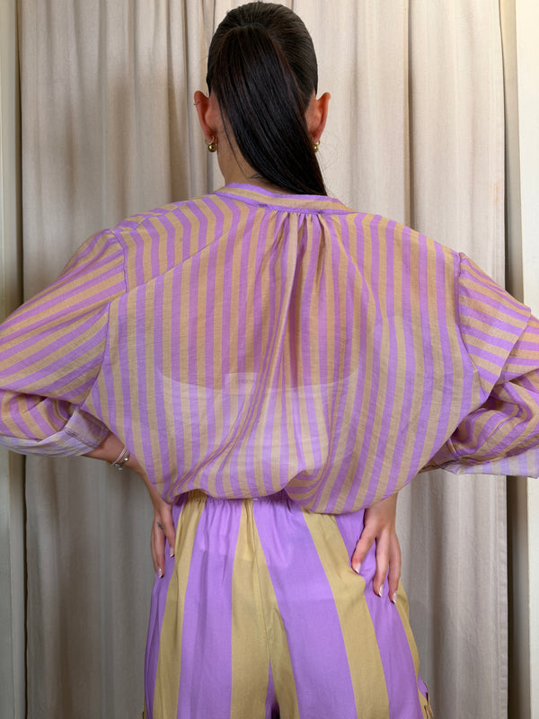 Camicia riga Lilla/Beige Art CVS-Q423