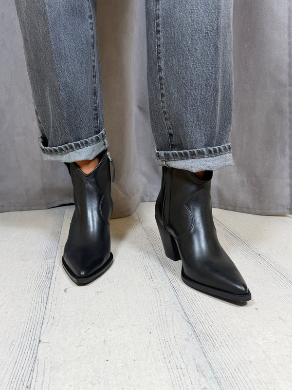Texano in pelle vitello Nero