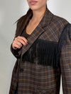 Giacca Bordeauxa quadretti con frange- Vicolo TAC1125