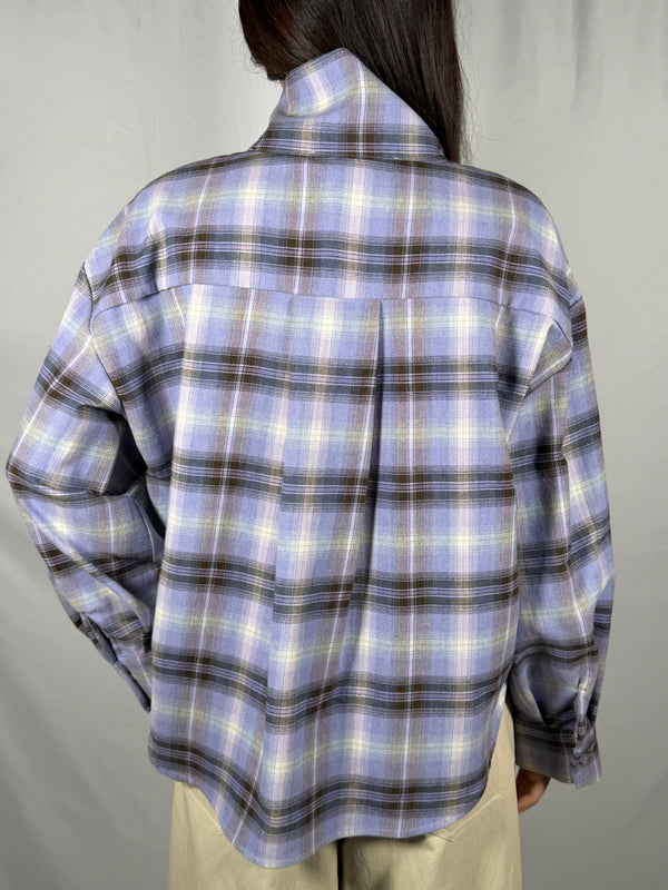 Camicia Check chiusura asimétrica Lilla/Moro - HaveOne