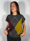 Gilet in maglia a Rombi Senape/Bordeaux/Grigio- Vicolo