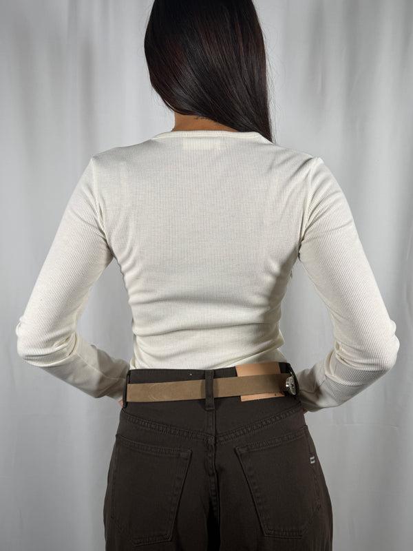 T-shirt a costine bianca