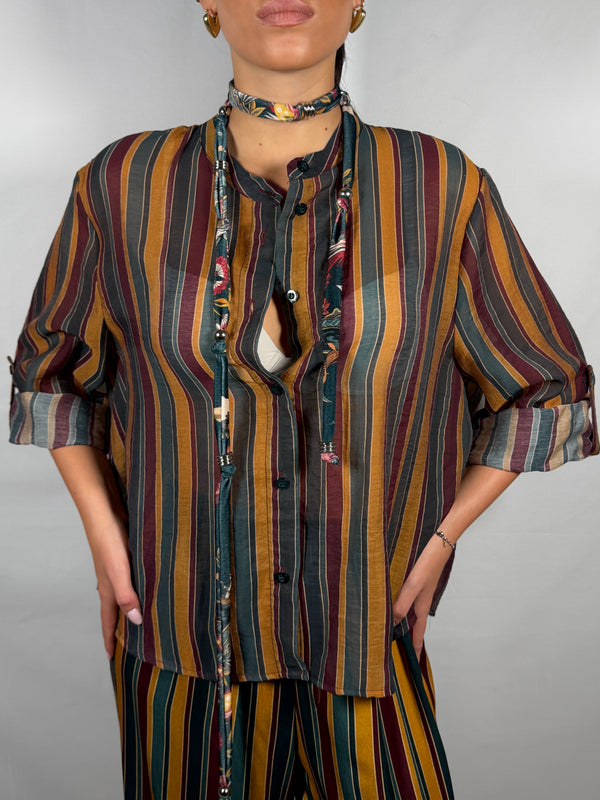 Camicia Nomad con collana righe Ottania e Ocra -HaveOne CVS-R068