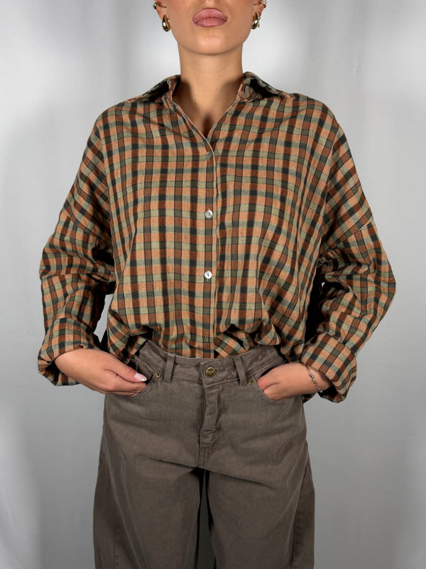 Camicia over a quadri coccio - HaveOne