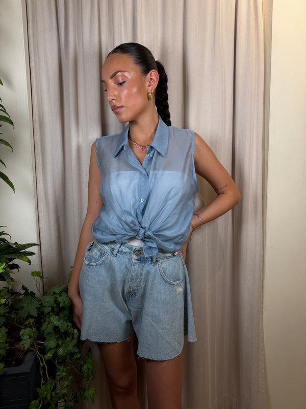 Camicia smanicata con nodo in vita Art CMA-Q509